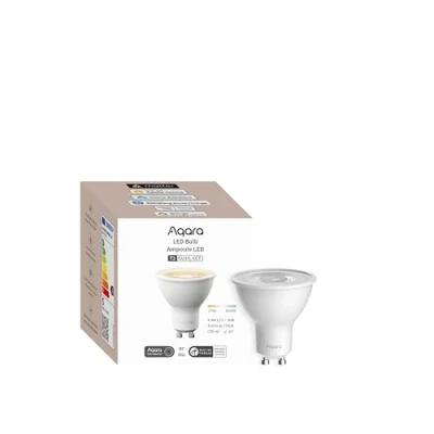 Immagine di Aqara Lampadina LED T2 GU10 Thread/Zigbee, Bianco Regolabile (2700 K 6500 K), Equivalente 30 W, Matter, Compatibile con HomeKit, Alexa, Google e Altro