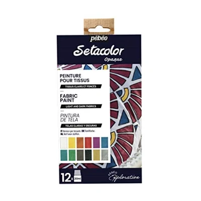 Immagine di Pebeo Setacolor Set Principianti Kit Pittura Tessuti, Colori Effetto Marezzato Moiré 12 Flaconi, 20 ml (Confezione da 12), 240 unità