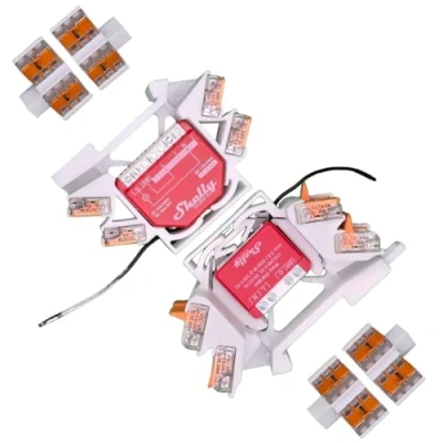 Immagine di Shelly 2 supporti per guida 11 relè Shelly: Plus 1, 1 Mini Gen3, 1PM, 1PM 2PM, 2.5, RGBW 2, PM, EM, i4, i4 DC, Dimmer Binario, Installazione elettrica