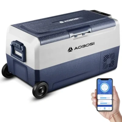 Immagine di AAOBOSI Frigo Portatile 36 L, Per Auto Doppia Zona, Frigorifero da Viaggio con WiFi, 20 ℃ a ℃, 12/24 V DC e 100/240 AC,Per Auto, Camion, Camper, Barca Presa Di Corrente