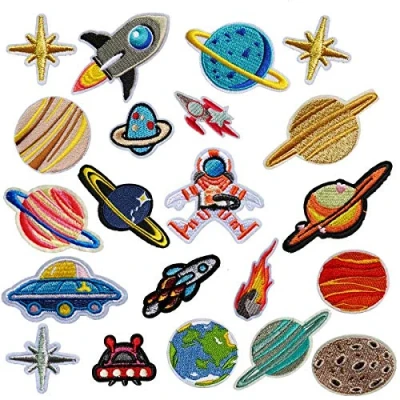 Immagine di MWOOT Toppe Termoadesive, 21 Pz Pianeti Patch Sistema Solare Astronauta Ferro sulle Adesivi Appliques per Abbigliamento, Zaino, Tappi, Riparazione del Bastone Foro