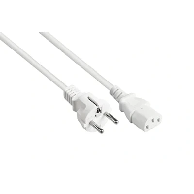 Immagine di Good Connections P0030 W015 Cavo di rete con spina Schuko E+F (CEE 7/7, dritto) a presa C13 per apparecchi freddo (dritta), 0,75 mm2, 1,5 m, colore: Bianco
