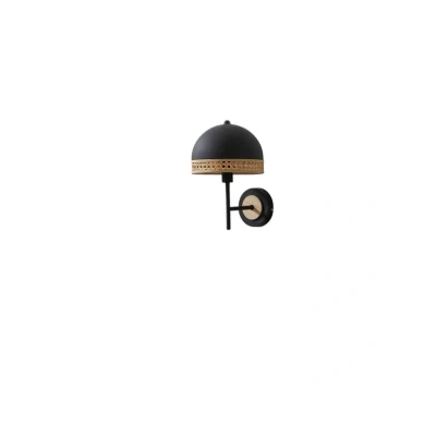 Immagine di Lindby Lonnaris applique con rattan, nero