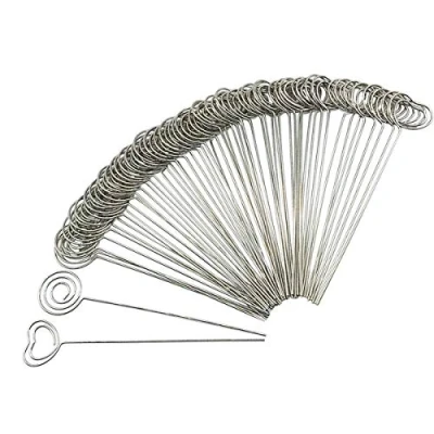 Immagine di Woohome 60 pz Filo Metallico Memo Clip Incluso 30 Forma di Cuore e PCS Rotonda per Uffici, Scuole, Supermercati Matrimonio, Argento