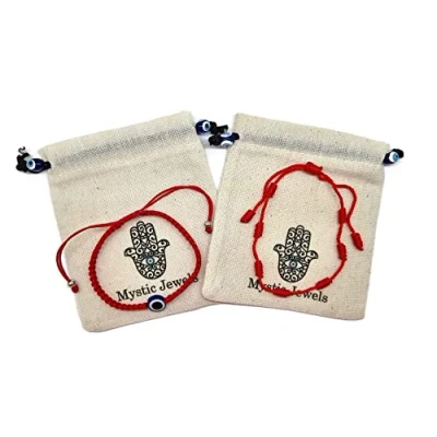 Immagine di MYSTIC JEWELS by Dalia Bracciale 7 nodi Filo Rosso Braccialetto di protezione e malocchio regolabile, amuleto fortuna, fatto a mano, unisex (Modello 3)