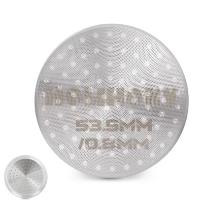 Immagine di HOLIHOKY Puck Screen 54 mm, spessore 0,8 con scatola di immagazzinaggio acrilico, riutilizzabile per portafiltro Sage in acciaio inox 304 doppio filtro