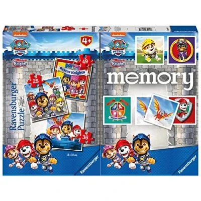 Immagine di Ravensburger Multipack Paw Patrol 2, Memory® 48 Carte + 3 Puzzle Bambino da 25/36/49 pezzi, 4+ Anni