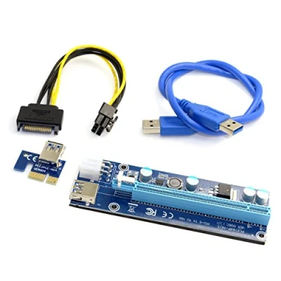 Immagine di Cablecc PCI e 1x a 16x Mining Machine Enhanced Extender Riser Adapter con USB 3.0 cavo di alimentazione SATA