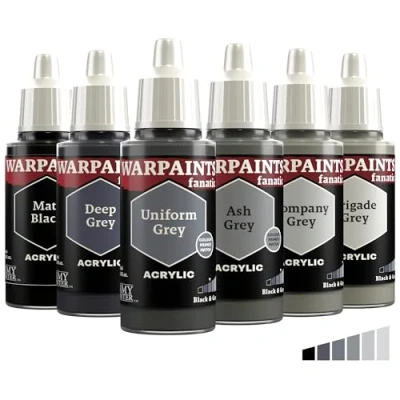 Immagine di The Army Painter, Warpaints Fanatic Flexible Triad: Black &amp; Greys, 6x18 ml Colori Acrilici modellismo per Miniature Dnd e Warhammer 40k