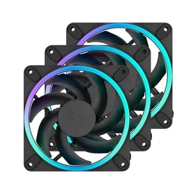Immagine di Fractal Design Momentum 12 RGB Ventola silenziosa per case PC 120 mm ARGB Gen 2 16 LED Pale in polimero a cristalli liquidi (LCP) Nero Confezione da 3