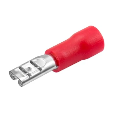 Immagine di Heschen Femmina Quick Disconnects Vinyl Isolato, FDD1.25 110, 2,8 x 0,5 mm Terminale, per 1,5 mm² (22 16 AWG), Rosso, 100 pezzi