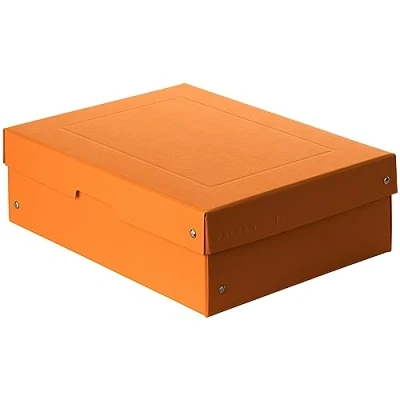Immagine di FALKEN PureBox Original Pastello, Made in Germany. 100 mm di altezza, DIN A4, arancione, scatola con coperchio cartone robusto, confezione regalo vegana, multiuso