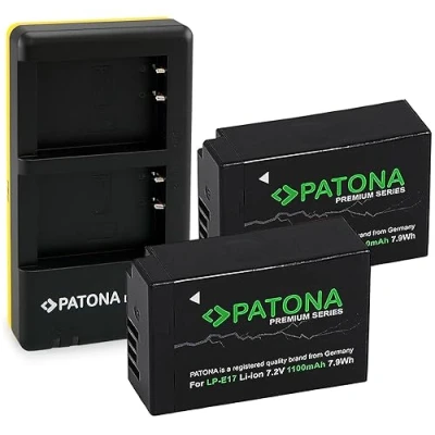 Immagine di PATONA Caricabatteria Doppio con 2x Premium Batteria LP E17 Compatibile Canon EOS RP R8 R10 R50 R100 77D 200D 250D 750D 760D 800D 850D M3 M5 M6 Rebel SL3 SL2 Kiss X8i X9