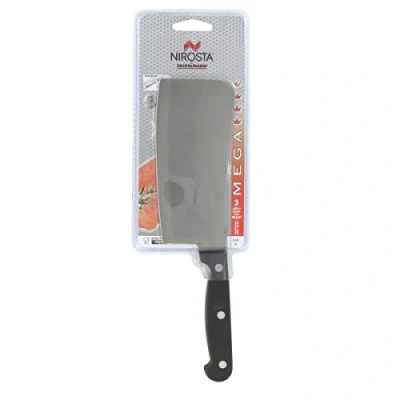 Immagine di Nirosta Mannaia Monopezzo Forgiato in Acciaio Inossidabile con impugnatura ergonomica Dimensioni lama: 15x7,3 cm Dim 27x7,3x1,5 Linea Mega