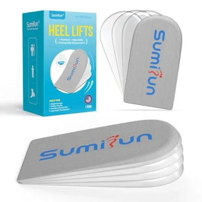 Immagine di Sumifun Sollevamento del tallone regolabile Sollevatore per scarpe a 4 strati gambe irregolari, discrepanze di lunghezza delle gambe, spina calcaneare, dolore al tallone, lesioni sportive e