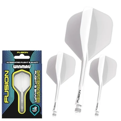 Immagine di WINMAU Fusion Solid White Medium Integrated Dart Flight and Shaft System 1 set per confezione (3 alette e aste in totale)