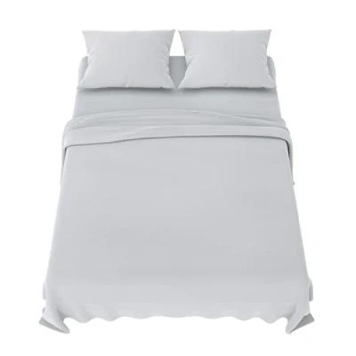 Immagine di Dreamzie Lenzuola Matrimoniali 180x200 cm Completo 4 Pezzi in Microfibre Lenzuolo con Angoli Sopra 2 Federa 50x80 180x200cm Grigio Chiaro