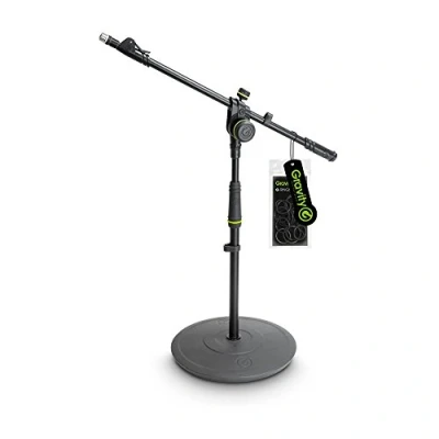 Immagine di Gravity MS 2222 B Asta microfonica corta con base tonda e portamicrofono estraibile a 2 punti