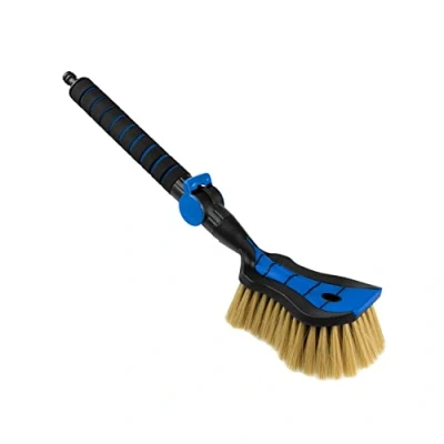 Immagine di ToM PaR Spazzola di Lavaggio ad Acqua I Autolavaggio con Collegamento all&#039;Acqua Sgancio rapido per l&#039;acqua Setole morbide, Fini e Delicate Impugnatura Comoda Coche Lunghezza: 54 cm Blu