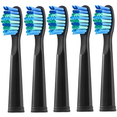 Immagine di Teeteck Testine di Ricambio per Fairywill, Spazzolino Fairywill 507/508/515/551/917/959/2011/D1/D3/D7/D8, 5pc Nero