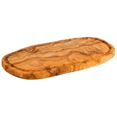 Immagine di APS 1021 Vassoio da portata &quot;Olive&quot;, 34,5 x 18,5 cm, altezza 2 con scanalatura in legno di ulivo, deviazione naturale forma, venature e dimensioni