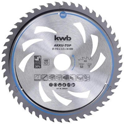 Immagine di kwb 588254 Lama circolare in metallo duro 216 x 30 1.3 mm Numero di denti: 48 1 pz.