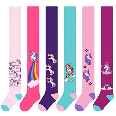Immagine di L&amp;K II set di 6 collant per ragazze bambini neonate con graziosi motivi a unicorno multicolori in 2730 110 116