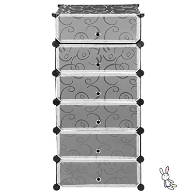 Immagine di Scarpiera Armadio Portable, Guardaroba Componibile con Ante, Modulare Salvaspazio 6 Cubi,Portatile Asta Fai da Te