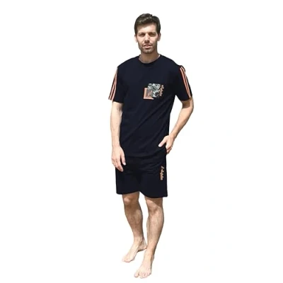 Immagine di AUSTRALIAN Completo Estivo in Cotone per Uomo, Completino Maglia e Pantaloncino (IT, Testo, XXL, Regular, A1000JF Blu)