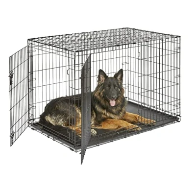 Immagine di New World , Gabbia per cani di piccola taglia, a 2 porte, lunga 121,92 cm, dotata vaschetta tenuta stagna, piedini protettivi e caratteristiche brevettate, B48DD