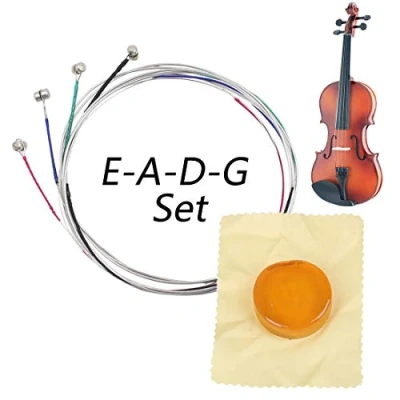 Immagine di HONGECB Corde Per Violino Set Completo, di Argento Classiche Dimensione 4/4 E 3/4 G D A Corde, d&#039;acciaio Alta Qualità, Vieni Con 1pcs Rotonda Colofonia Naturale Archi