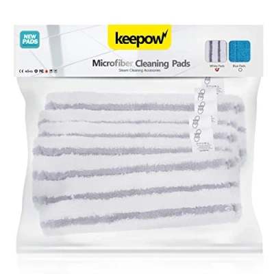 Immagine di KEEPOW Set di 5 panni in microfibra, compatibili con pulitore a vapore Kärcher EasyFix SC 2, 3, 4, 5, bocchetta per pavimento, versione aggiornata, colore: grigio
