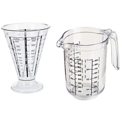 Immagine di Westmark Set, 2 Pezzi, 1 Caraffa Graduata + Misurino a Imbuto con Cono di Misurazione, Multilingue e Diverse Unità Misura, Capacità: 0,5 L, Gerda, Plastica, Trasparente, 306822E7