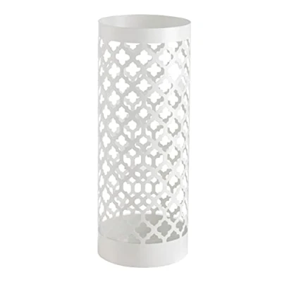 Immagine di Baroni Home Portaombrelli Design Moderno Porta Ombrelli in Metallo Classic Bianco con 2 Gancini e Vaschetta Scolapioggia Rimovibile 19X19X49 cm (Bianco)