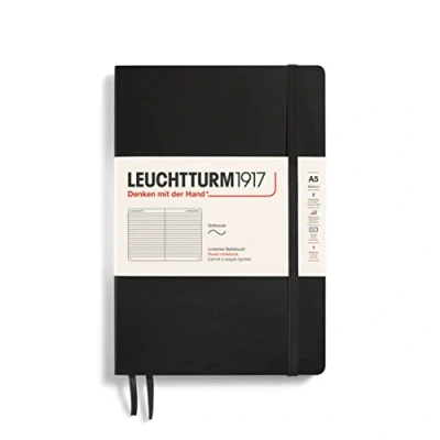 Immagine di LEUCHTTURM1917 308290 Taccuini Medium (A5), Copertina morbida, 123 pagine numerate, Nero, Righe
