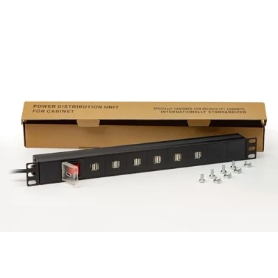 Immagine di LINK LK10064 Multipresa 1U 19&quot; per Armadi Rack con 12 Prese USB 3,4A Ricarica Dispositivi Interruttore ELETTE REVERSIBILI 180