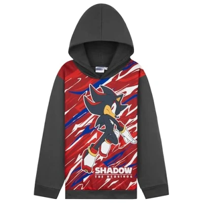 Immagine di SONIC THE HEDGEHOG Shadow Felpa con Cappuccio Ragazzo Adolescenti, Caldo Felpe Pullover Bambino Knuckles Tails, Idee Regalo Bambini(Nera/Rosso, 6 7 Anni)