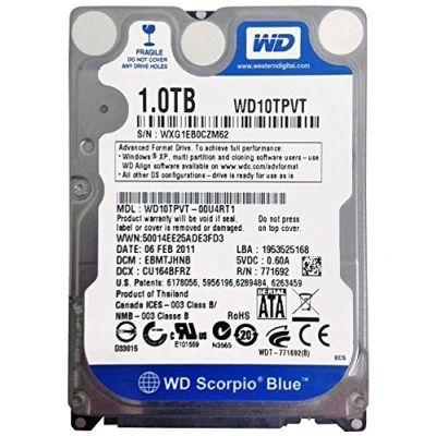 Immagine di Western Digital WD10TPVT Scorpio 1TB Hard Disk interno ( 6,4 cm (2,5 pollici), 5400rpm, Cache 8MB , SATA)