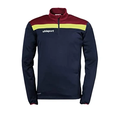 Immagine di uhlsport Offense 23 Zip Top Maglietta 1/4 di Calcio per Uomo, 100221213, Blu Oltremare/Bordeaux/Giallo, M