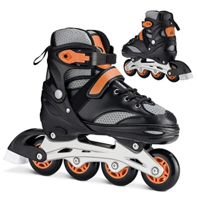 Immagine di Navaris Pattini in Linea Bambini Ragazzi Roller Skates Inline 4 Rotelle ABEC 7 Chiusura a Strappo Taglia Regolabile Unisex