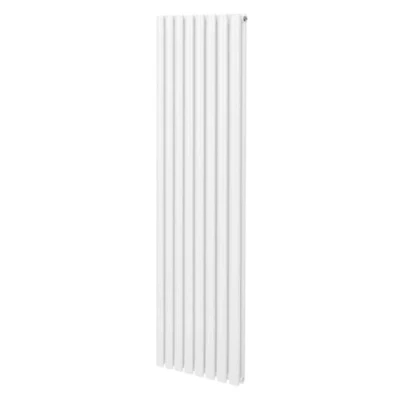 Immagine di Radiatore a colonna ovale 1800mm x 480mm Designer Doppio pannello Termosifone Bianco Acciaio Inclusi Spazzola per la pulizia Kit di fissaggio e staffe