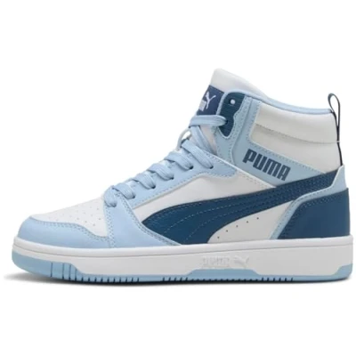 Immagine di PUMA Rebound V6 Mid Jr, Scarpe da Ginnastica, Bianco Indaco Scuro Haute Tropic, 38 EU