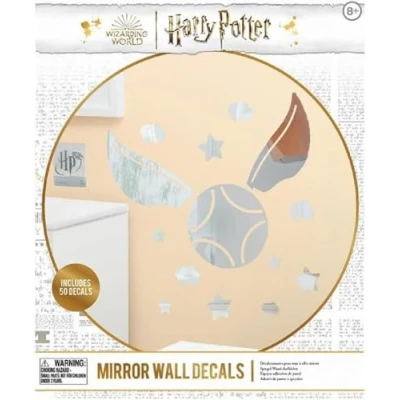 Immagine di Decalcomanie da parete a specchio con boccino d&#039;oro di Harry Potter, prodotto licenza ufficiale per ragazzi e ragazze, adesivi camera letto tutte le età, vinile argento fan film
