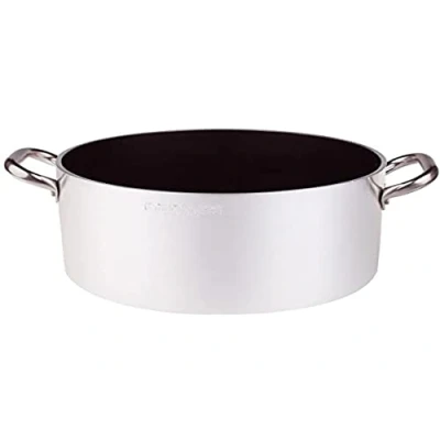 Immagine di Pentole Agnelli ALSA2104S40 Platinum Casseruola Alta in Alluminio, con 2 Manici Acciaio Inossidabile, 40 cm, Argento
