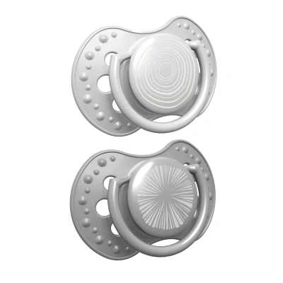Immagine di LOVI Ciuccio 18+ Mesi, Succhietti Bimba con Tettarella in Silicone, Suggerimento dinamico, Collezione Harmony, 2 pezzi, Grigio