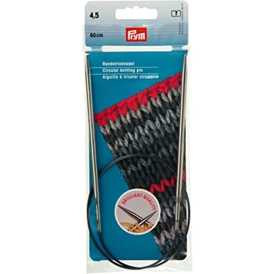 Immagine di Prym Rundstricknadeln MS 60 cm 4,50 mm silberfarbig Ferri da Maglia circolari, Ottone, Argento, 4,5