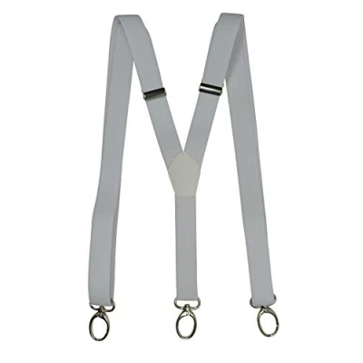 Immagine di Olata Bretelle Sottili Unisex a Forma di Y, Elastiche, con Clip Moschettone, 2,5 cm. Bianco
