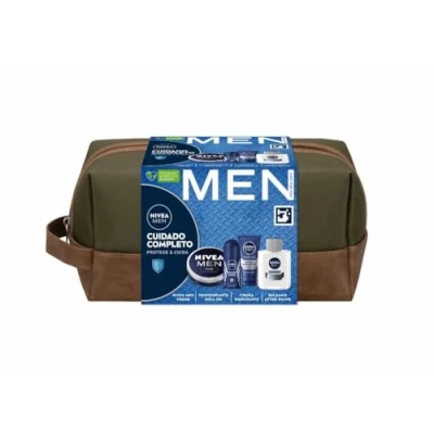 Immagine di NIVEA MEN Pack Cura Completa Trousse da uomo, set regalo con crema viso (1 x 75 ml) idratante tutto il corpo 150 ml), balsamo after shave 100 deodorante