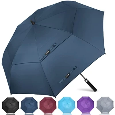 Immagine di ZOMAKE Ombrello da Golf Grande 172cm Automatico Ombrelli Pioggia Grandi Resistente Antivento Con Doppio Baldacchino Extra Large Umbrella Per Uomo Donna(Blu Marino)