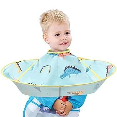 Immagine di Wenrou Taglio Capelli Mantello, Parrucchiere Mantello Grembiule, Per Bambini,Mantella Da Barbiere Bambini, Impermeabile, Blu